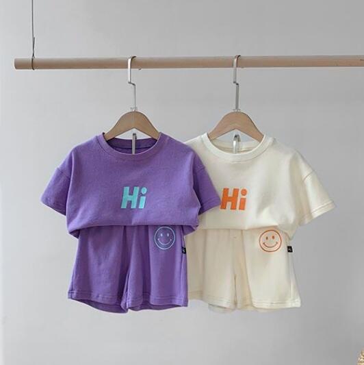 「2024」子供服★トップス+パンツ★セットアップ★笑顔★キッズ★男女兼用★3色★90-140CM