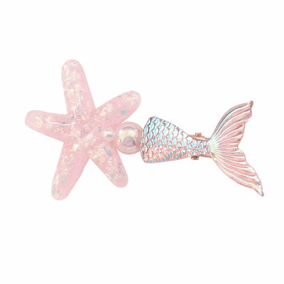 春夏 レディース ガールズ少女 ヘアクリップ ヘアピン 貝殻ヒトデ アクリルパール 人魚姫 マーメイド 5枚入