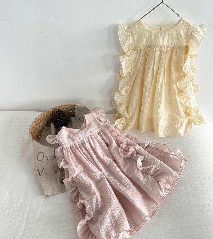 「2024」子供服★ワンピース★無地★韓国風子供服★2色★90-140CM