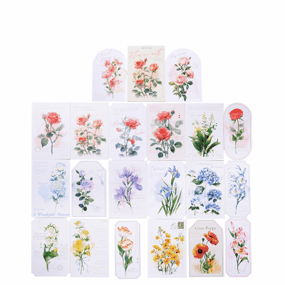 カフェ風 ラッピング  祝い 葉書 ポストカード 新年/誕生日/祝日通用 花フラワー タグ 20枚入