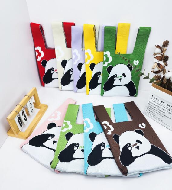 バッグ★レディース★トートバッグ★ハンドバッグ★ニットバッグ★大容量★パンダ★9色