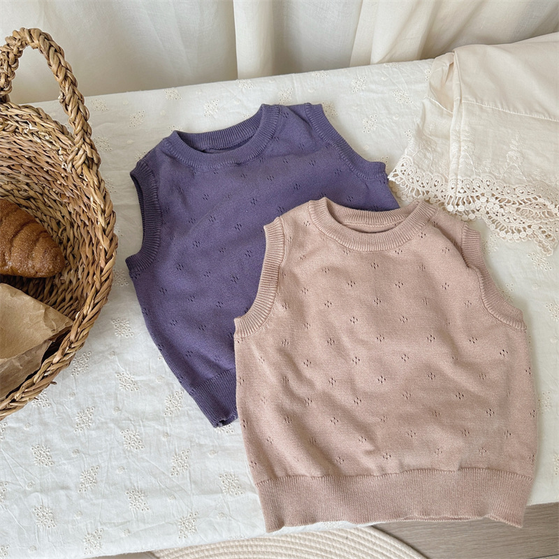 「2024」子供服★トップス★ニット★ベスト★韓国風子供服★2色80cm〜130cm