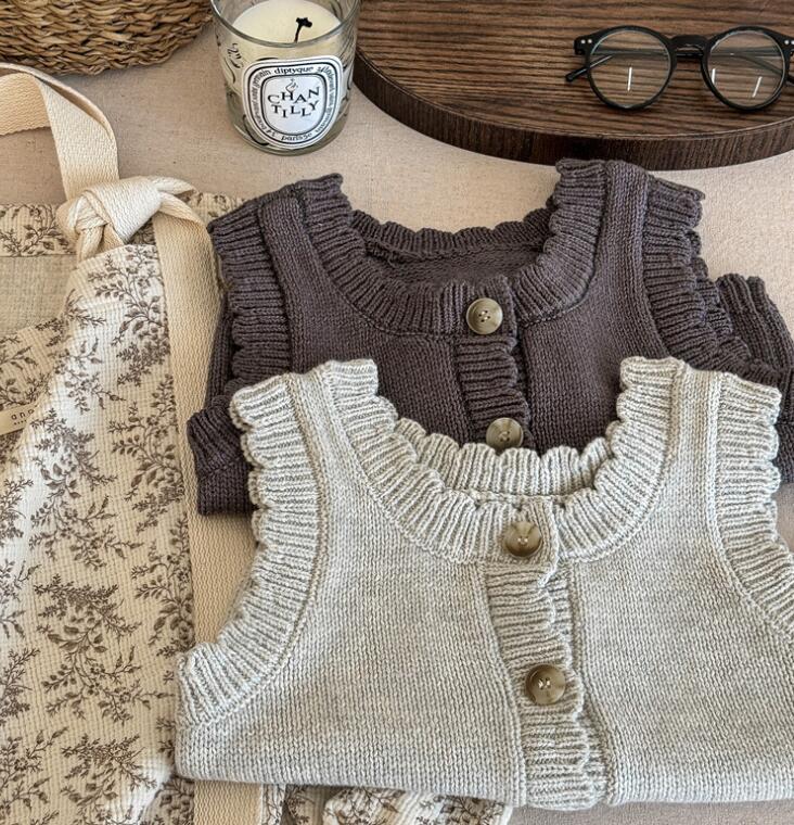 2024年秋品★子供服　ニットベスト　セーター★80cm〜130cm 2色