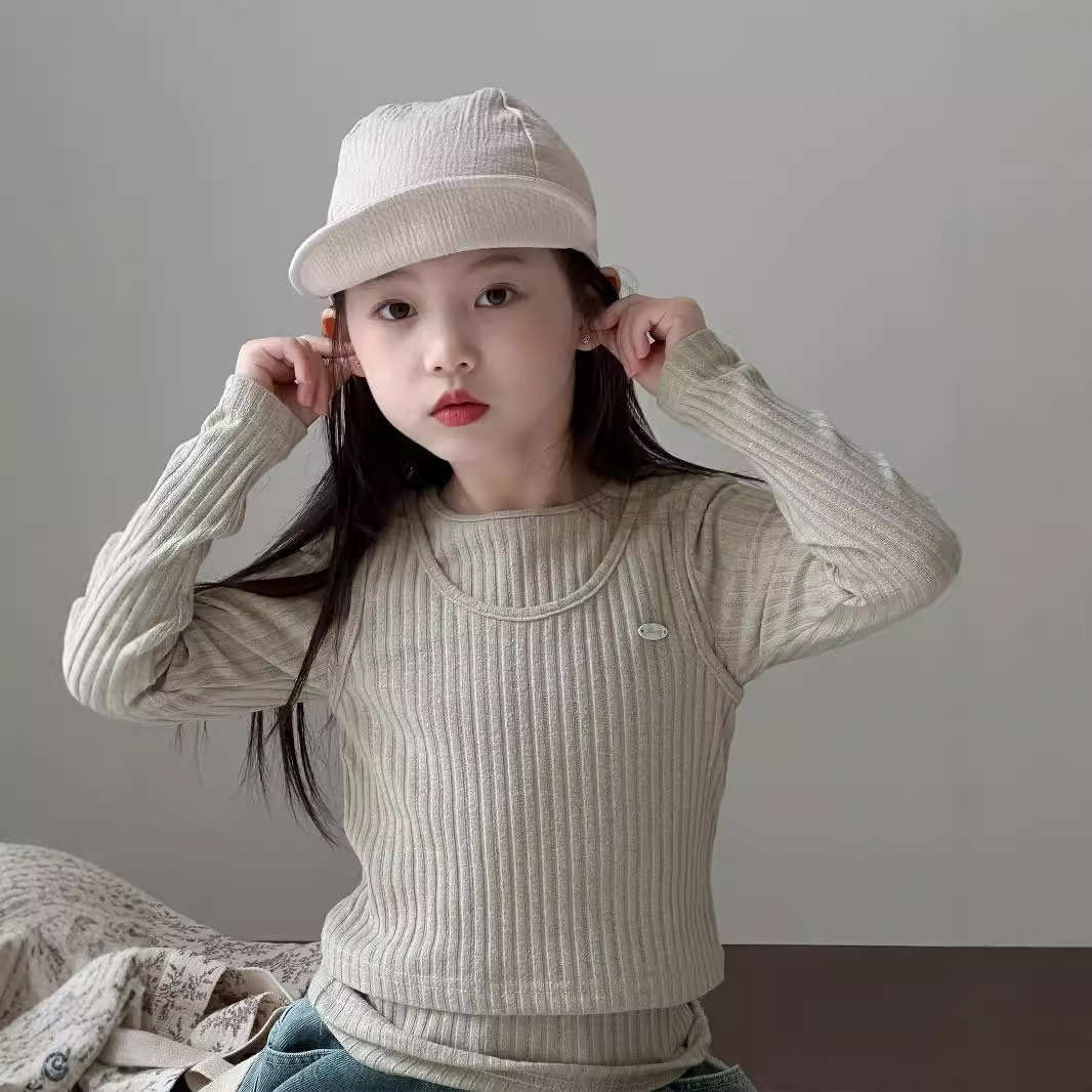 「2024」子供服★トップス★長袖シャツ+ベスト★ニット★韓国風子供服★2色100cm〜160cm