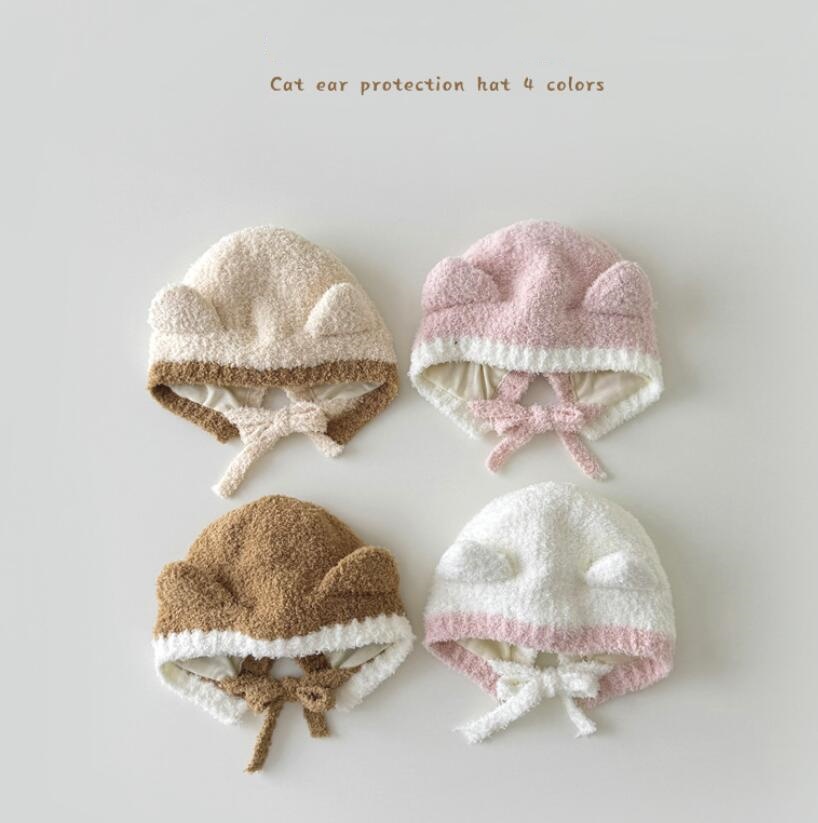 「2024」子供用★帽子★耳カバー★毛糸帽子★ベビー★暖かい★4色