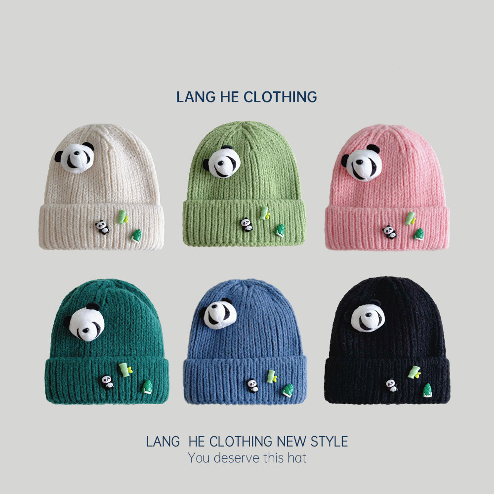 「2024」子供用★帽子★ニット帽子★耳カバー★キッズ★暖かい★パンダ★11色