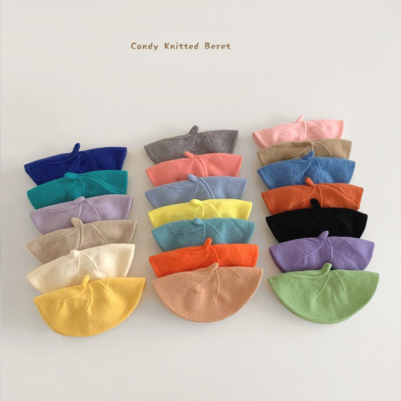 「2024」子供用★帽子★ニット帽子★ベレー★キッズ★無地★暖かい★18色