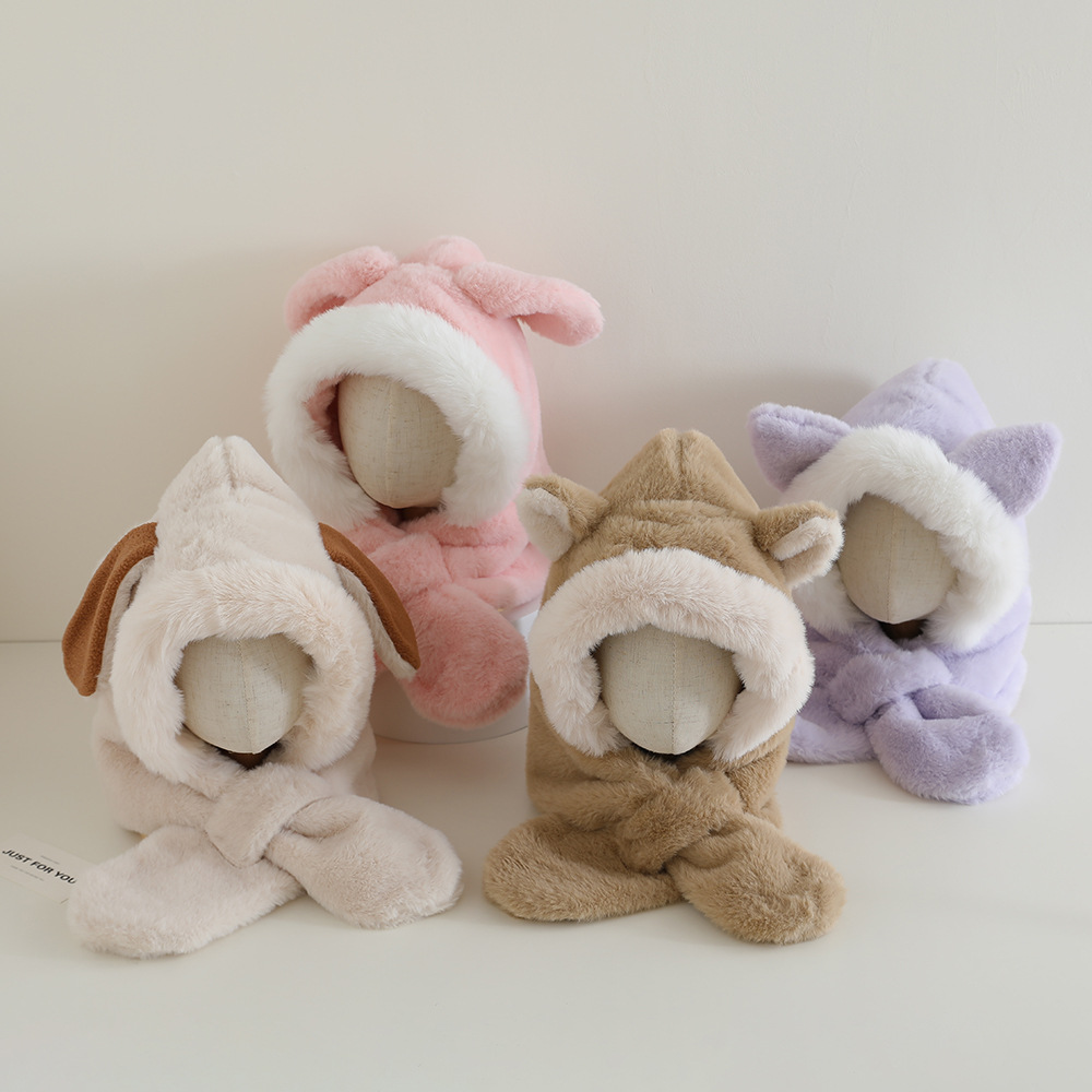 「2024」子供用★帽子/マフラー一体型★防寒★キッズ★暖かい★4色