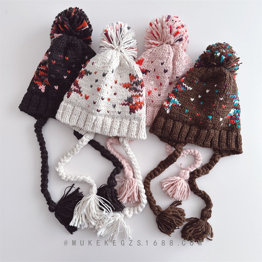 「2024」子供用★帽子★ニット帽子★耳カバー★キッズ★防寒★暖かい★4色