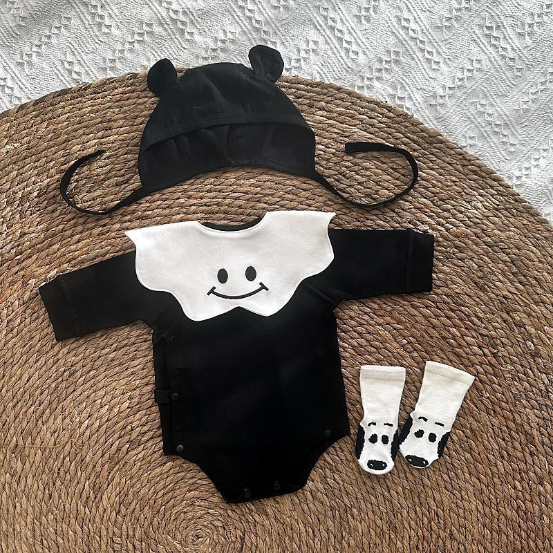 2024秋冬新作★ベビー服　ロンパース+涎掛け★59/66/73