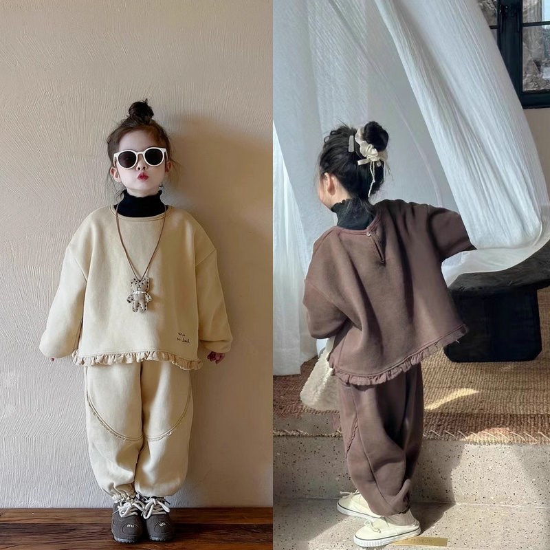 2024新品★子供服　厚手セットアップ 裏起毛★7/90-95cm〜17/130-140cm 2色