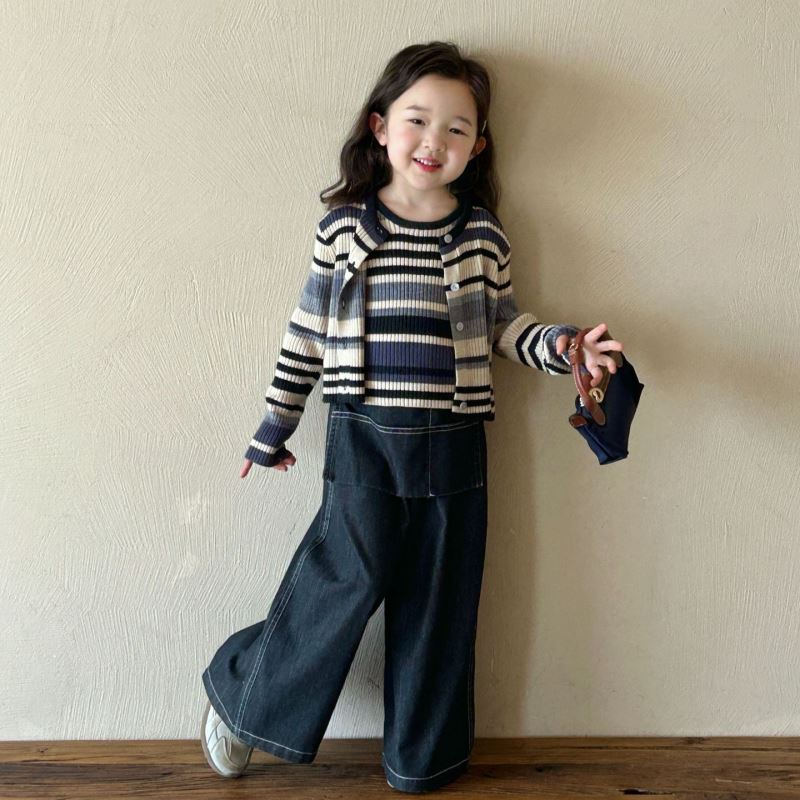 「2025」子供服★トップス★ベスト+カーディガン★ジーンズ★韓国風子供服★2色7#〜17#