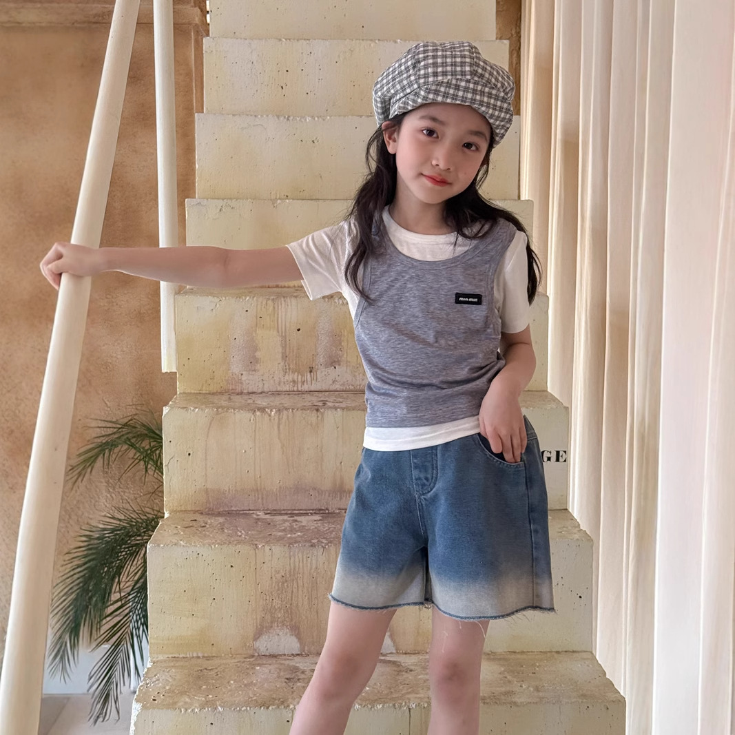 2025夏新作★子供服　ショートデニムズボン★110cm〜160cm