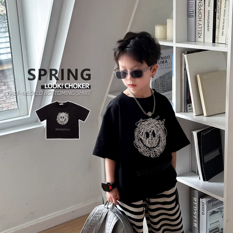 「2025」子供服★トップス★Tシャツ★笑顔★韓国風子供服★90cm〜170cm