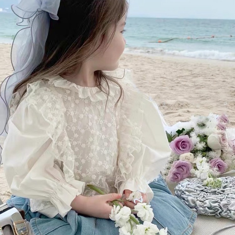 「2025」子供服★トップス★長袖シャツ+レースベスト★韓国風子供服★80cm〜130cm