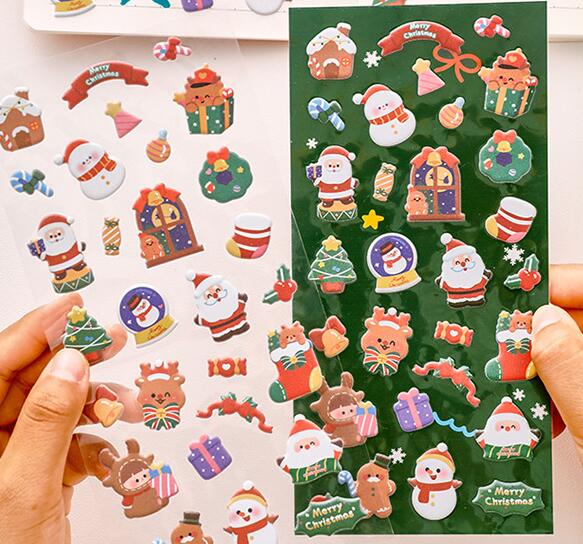 ★飾りシール★DIY粘着クリスマスバブルシール★子供用手帳用シール★クリスマスデカール