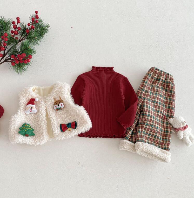 2025新品★子供服 　ボアベストコート&セーター&ズボン★73〜120