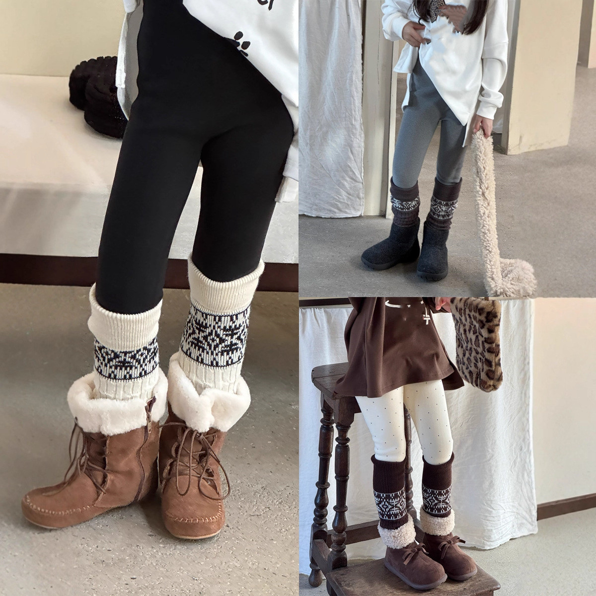 2025冬新品Y★子供服　レギンス+フットカバー★90cm〜150cm 3色
