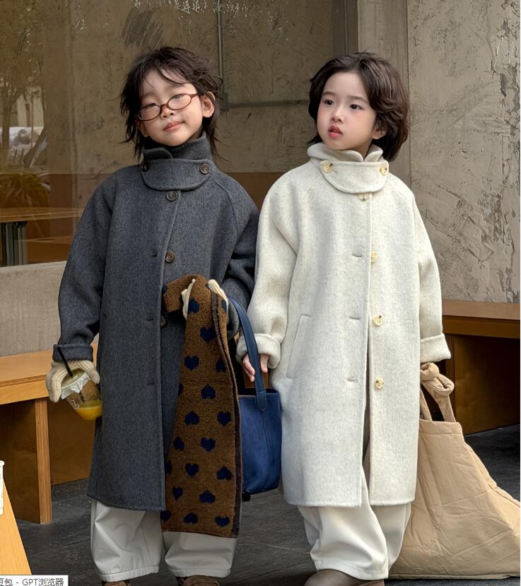 2025冬新品★子供服 　両面ウールコート★100cm〜160cm 2色