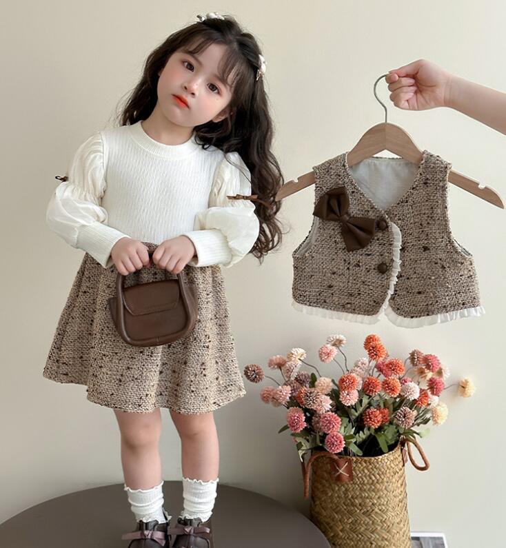 2026新品★子供服★ベストコート+ワンピース　セット★90-140cm★