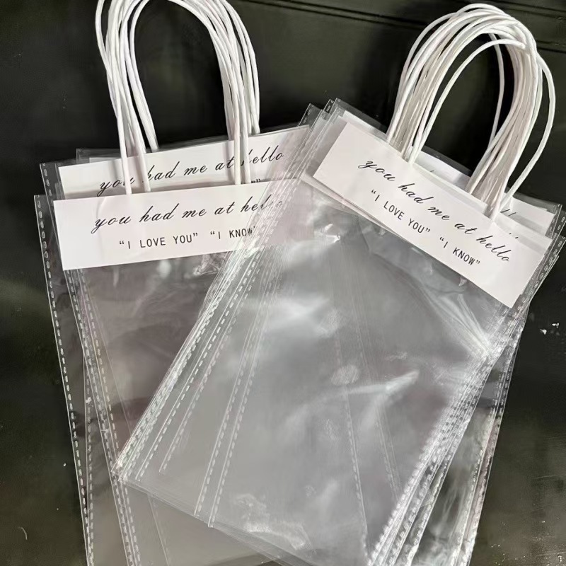 透明 手提げ袋 各種サイズ / アクセサリー お花 タピオカ ギフト包装用 / ホリデーシーズンにぴったり