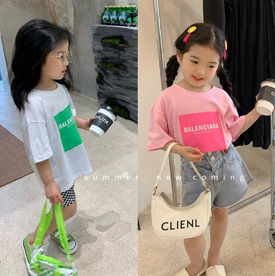 2022夏新品★韓国風子供服　トップス　半袖　90-140cm　2色