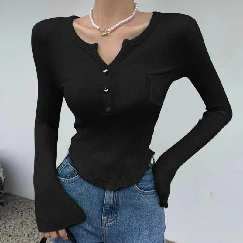 トップス★不規則なデザイン感★♪長袖ニット★♪Tシャツ★♪レディース服★日系