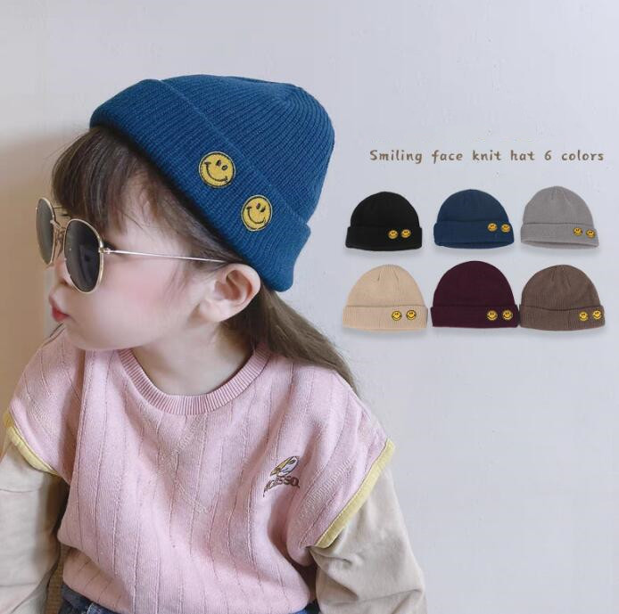 子供用★帽子★キッズ帽子★キッズ★ニット帽子★男女兼用★笑顔★6色