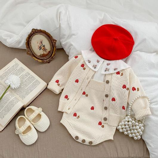 2023春新品★子供服　ニットサロペット&カーディガン　分けて販売　66-100cm