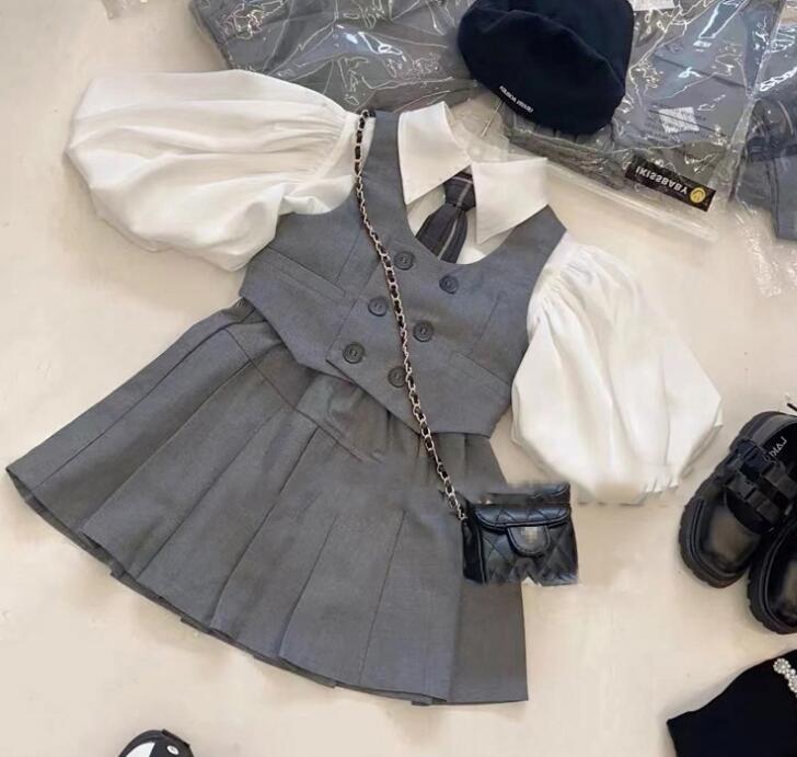 2023年★子供服　トップス+ベスト+スカート　セット★90-150cm★