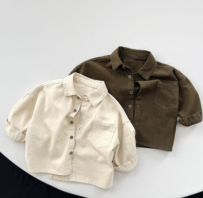 子供服★トップス★ワイシャツ★韓国風子供服★男女兼用★長袖シャツ★2色★80-130CM