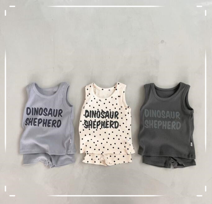 子供服★シャツ+パンツ★セットアップ★ベビー★韓国風子供服★袖なし★3色★73-100CM