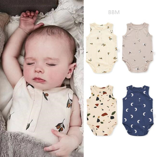 2023★春夏新作★韓国風ベビー服★ロンパース★袖なし★4色66-90CM