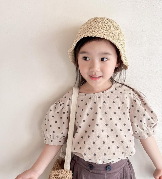 2023★春夏新作★韓国風子供服★シャツ★水玉★カジュアル★2色80-130CM