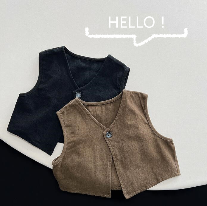 子供服★トップス★ベスト★韓国風子供服★キッズ★男の子　女の子★無地★2色★80-130CM