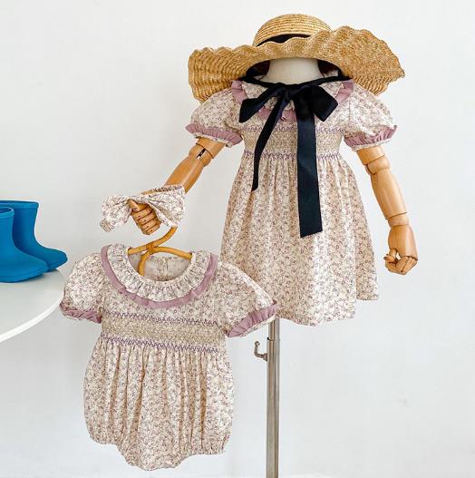 2023夏新品★子供服　ロンパース+ヘアバンド66-90cm/ワンピース90-130cm