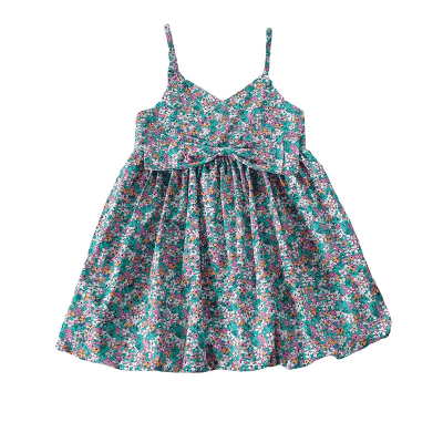 お勧め 2023夏 ガールズ スリップドレス ワンピース 小花柄 リボン レトロ ノースリープ ワンピ 90-140