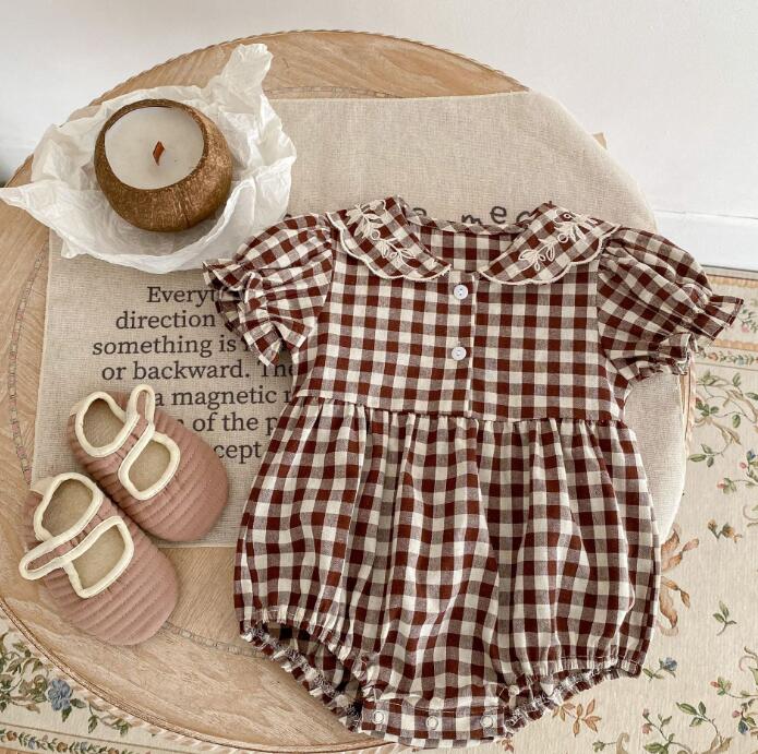 子供服★ロンパース★連体服★ベビー★韓国風子供服★チェック柄★66-90CM