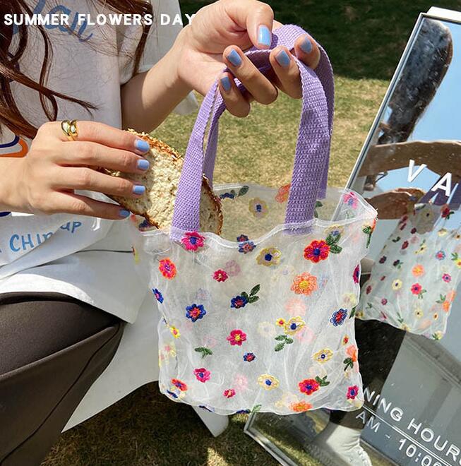 バッグ★花柄★レース　刺繍★ハンドバッグ★手提げバッグ★透け