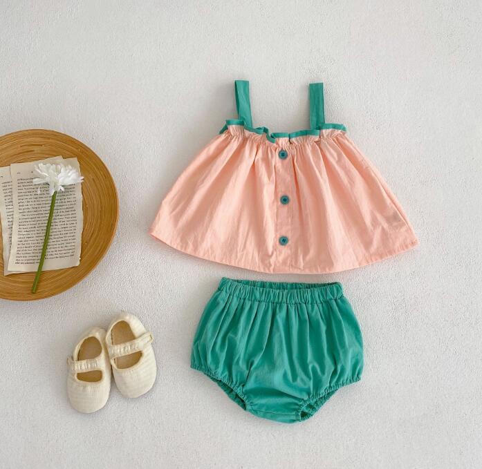 子供服★トップス+パンツ★セットアップ★韓国風子供服★ベビー★袖なし★66-100CM