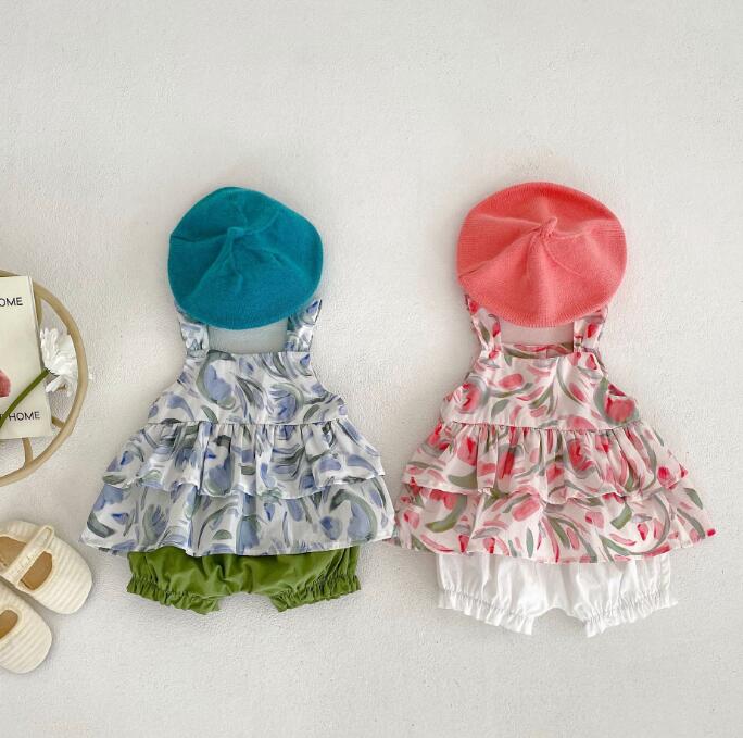 子供服★トップス+パンツ★セットアップ★韓国風子供服★ベビー★袖なし★2色★66-100CM