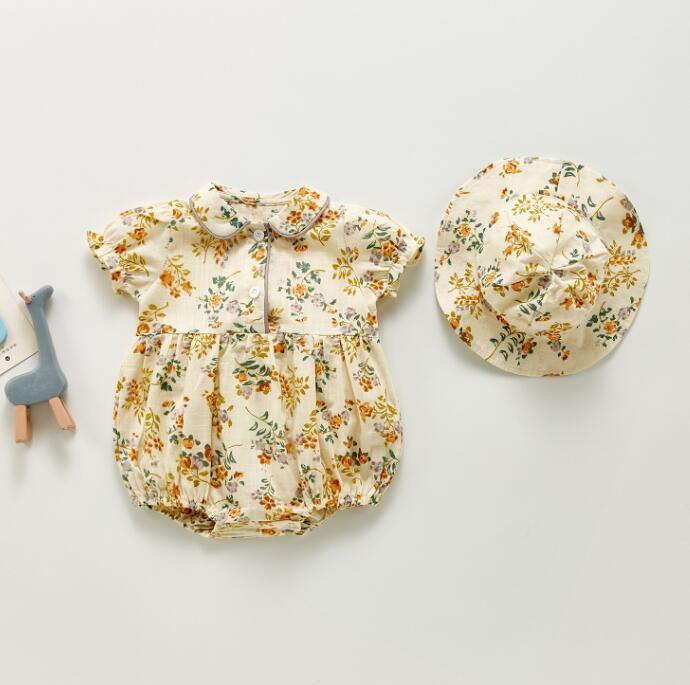 子供服★ロンパース+帽子★韓国風子供服★ベビー★可愛い★花柄★66-100CM