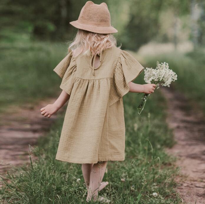 欧米風★子供服★ワンピース★韓国風子供服★キッズ女の子★無地★2色★90-130CM