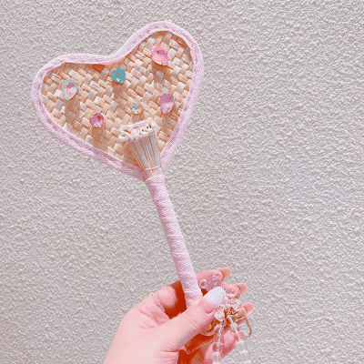 夏日 扇子 編み 手作り うちわ レディース キッズ少女 団扇 浴衣 着物用 暑さ 熱中症対策 クリスタル 花