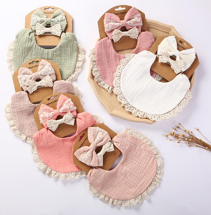 新登場★ベビー涎掛け+ヘア飾り★棉質　12種★食事用★