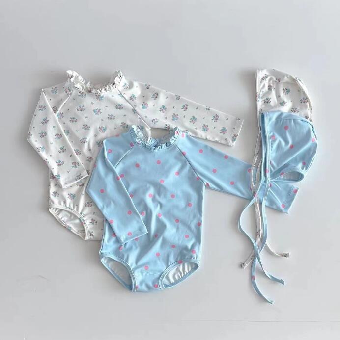 子供服★水着+帽子★連体服★韓国風子供服★ベビー★2色★66-100CM