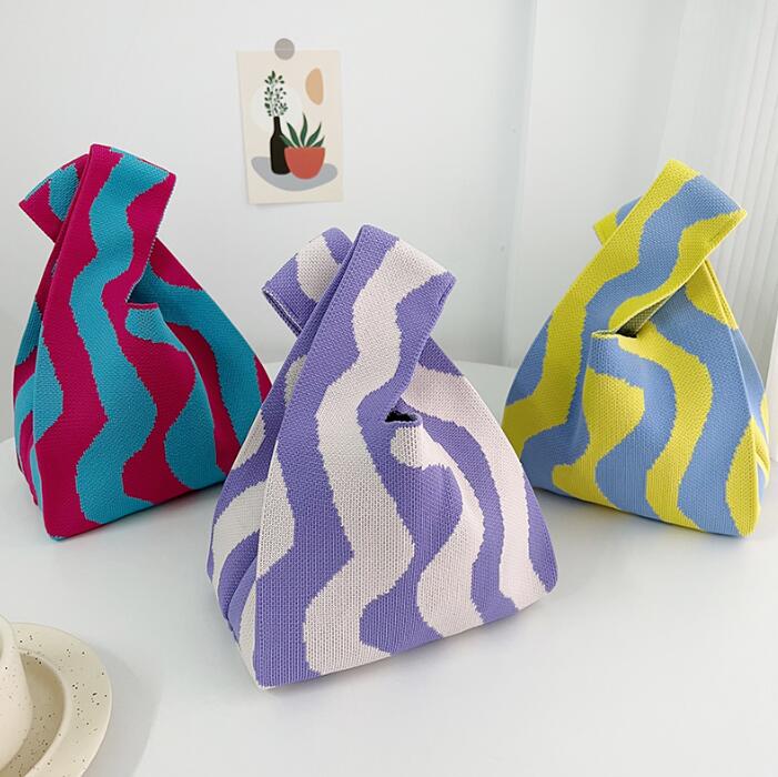 バッグ★レディース★トートバッグ★ハンドバッグ★ニットバッグ★大容量★3色