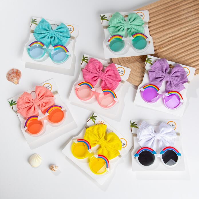 メガネ+ヘアバンド★日焼け防止★キッズ★子供用★サングラス★可愛い★7色