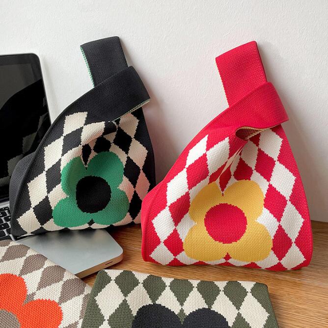 バッグ★レディース★トートバッグ★ハンドバッグ★ニットバッグ★大容量★4色