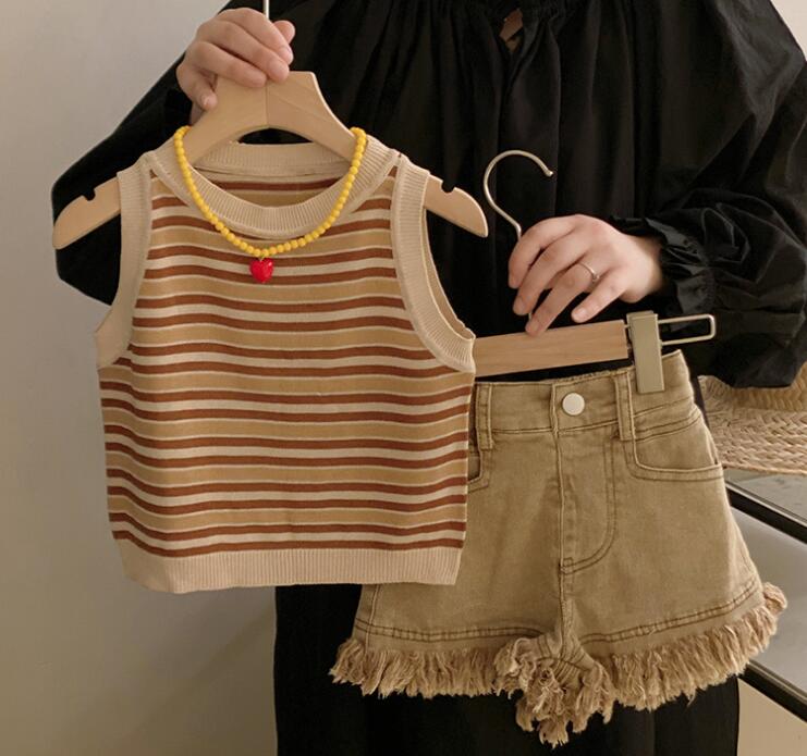 2023新品★子供服　ニットベスト&ショートズボン★90-140cm★